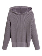 Felpa con cappuccio per bambina Brunello Cucinelli Kids viola con orlo a coste - Rubino Kids
