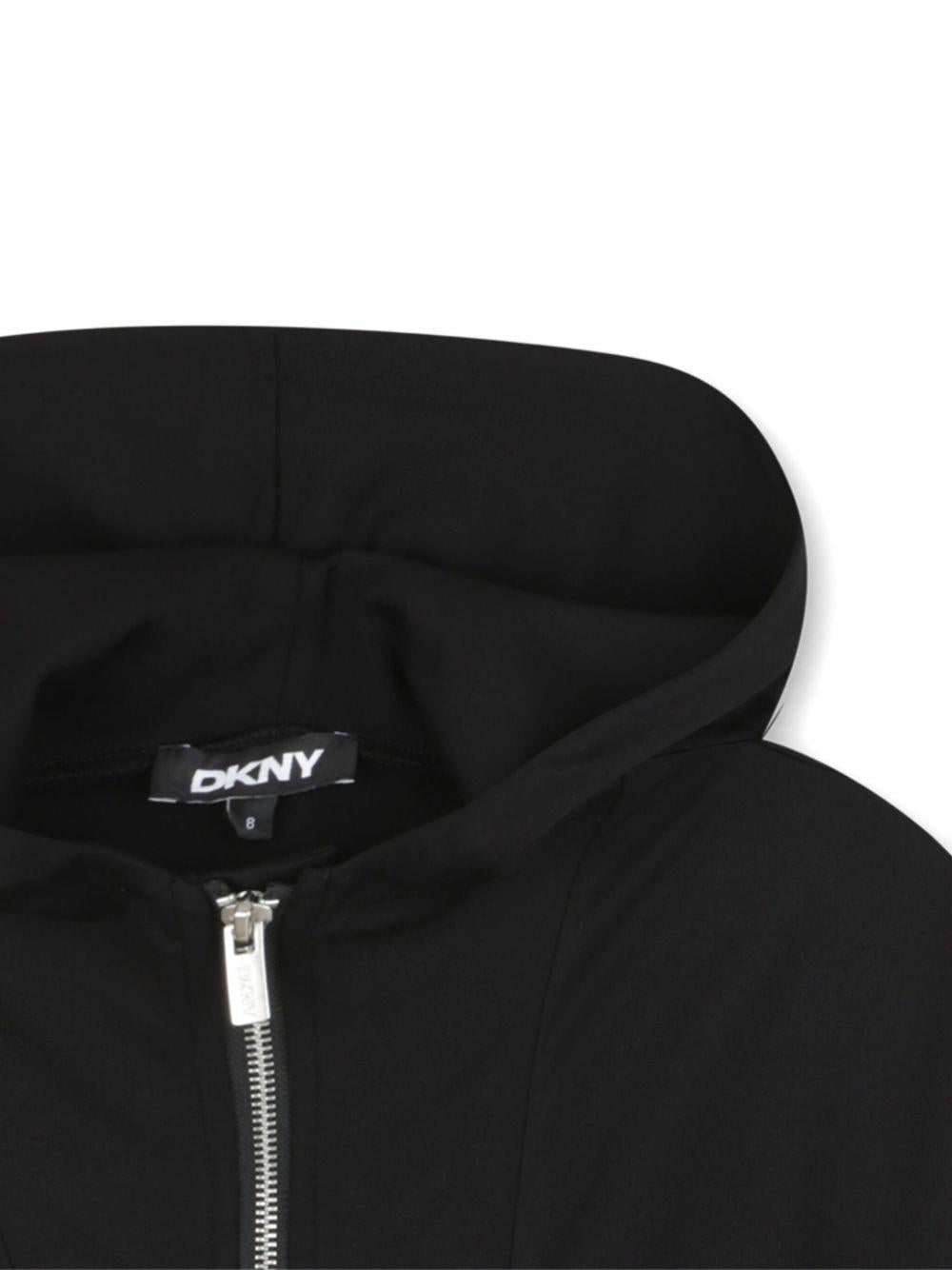 Felpa con cappuccio per bambina DKNY Kids nera con zip - Rubino Kids