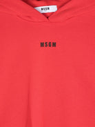 Felpa con cappuccio per bambina MSGM Kids rosso con logo ricamato - Rubino Kids