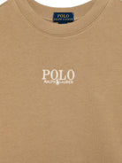 Felpa con logo ricamato per bambino Ralph Lauren Kids beige con scollo rotondo - Rubino Kids