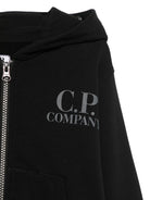 Felpa con occhialini sul cappuccio per bambino C.P. Company Kids nero con tasche frontali - Rubino Kids