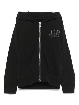 CP Company Kids Black Hooded Sweatshirt with Goggles and Front Pockets
