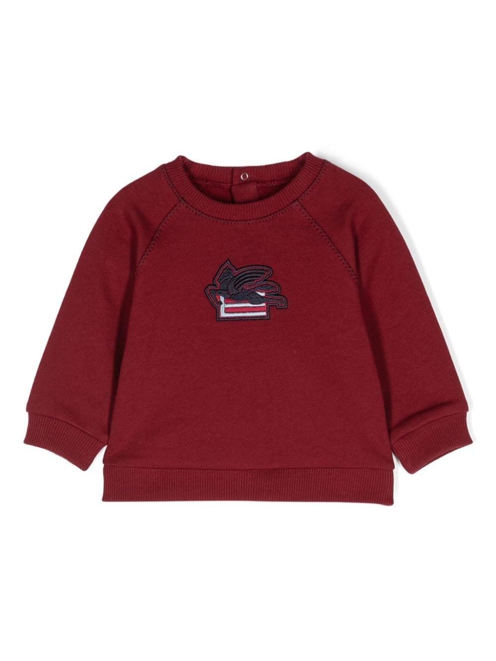 Felpa con ricamo Pegaso per neonato ETRO KIDS rosso con girocollo - Rubino Kids