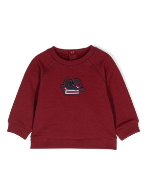 Felpa con ricamo Pegaso per neonato ETRO KIDS rosso con girocollo