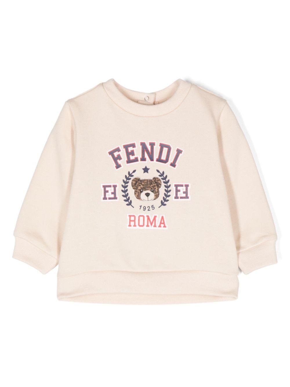 Felpa con stampa grafica per neonato Fendi Kids rosa con maniche lunghe - Rubino Kids