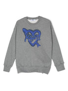 Felpa con stampa logo per bambina MSGM Kids grigio con girocollo - Rubino Kids