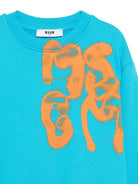Felpa con stampa logo per bambino MSGM Kids azzurro con orlo elasticizzato - Rubino Kids
