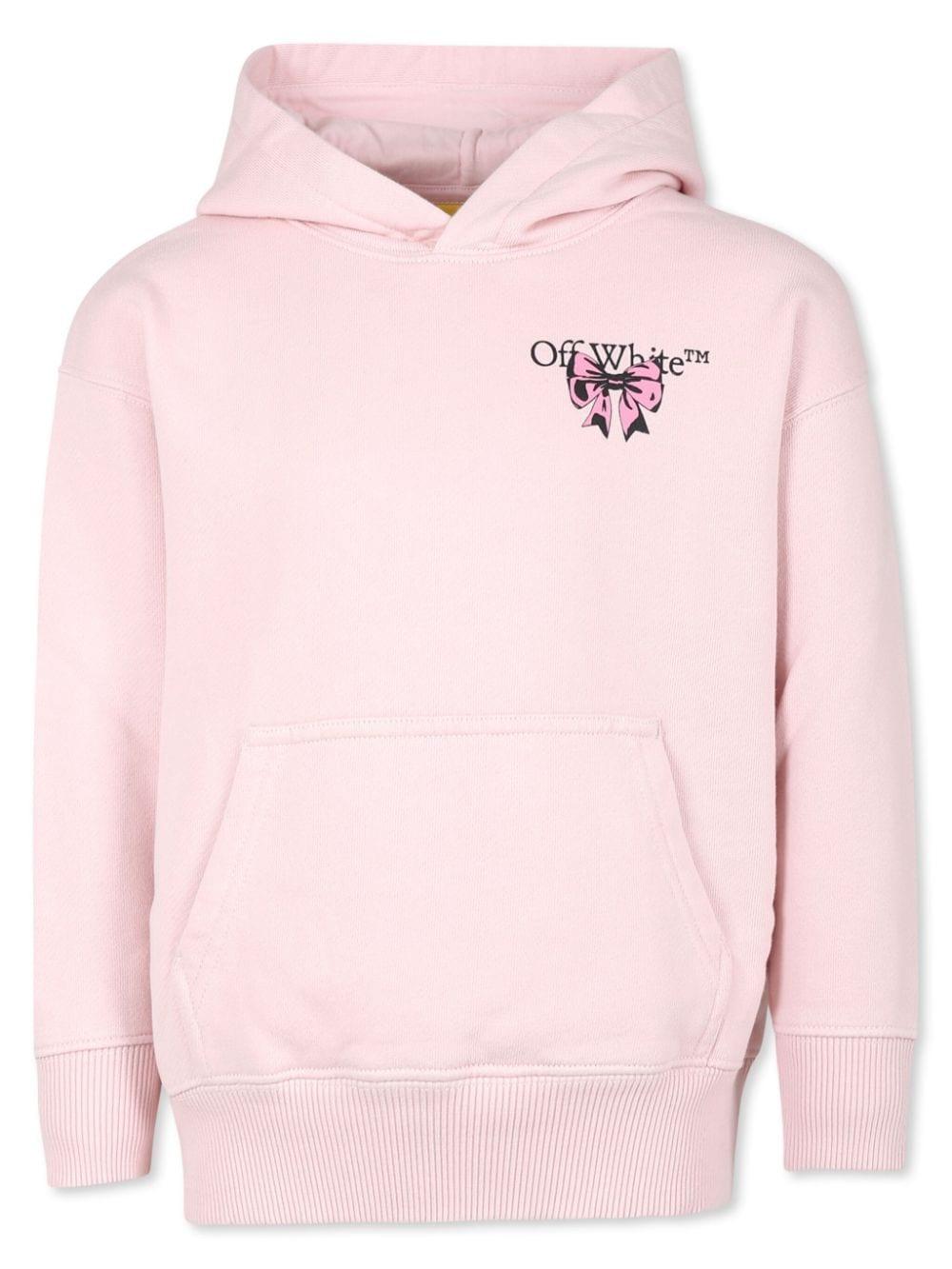 Felpa con stampa per bambina Off - White Kids rosa con orlo dritto - Rubino Kids