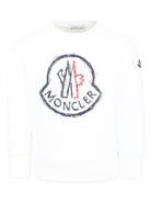 Felpa con stampa per bambino Moncler Enfant bianco con girocollo - Rubino Kids