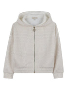 Felpa con zip per bambino Michael Kors Kids beige con stampa logo all - over - Rubino Kids