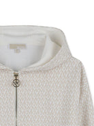 Felpa con zip per bambino Michael Kors Kids beige con stampa logo all - over - Rubino Kids