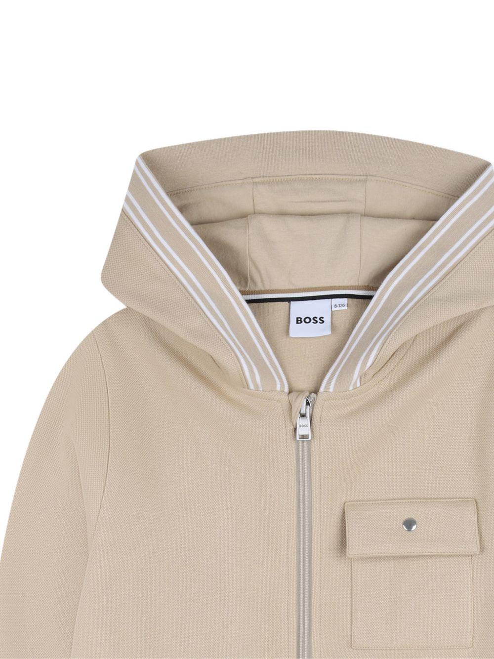 Felpa da bambino Boss Kids beige con cappuccio e zip - Rubino Kids