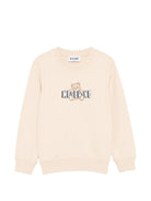Felpa da bambino Moschino Kids bianco crema con stampa orsetto - Rubino Kids