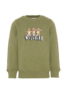 Felpa da bambino Moschino Kids verde con stampèa orsetti - Rubino Kids