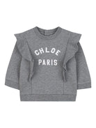 Felpa per bambina Chloé Kids grigia con stampa con logo - Rubino Kids