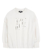 Felpa per bambina Dkny Kids bianca con stampa logo sul davanti - Rubino Kids