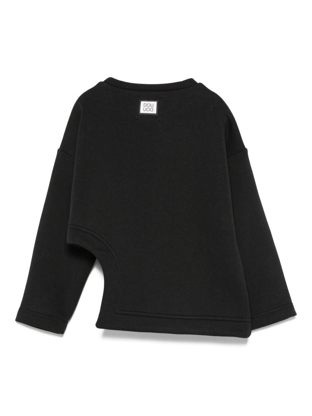 Felpa per bambina Douuod Kids nera con cut - out curvo - Rubino Kids