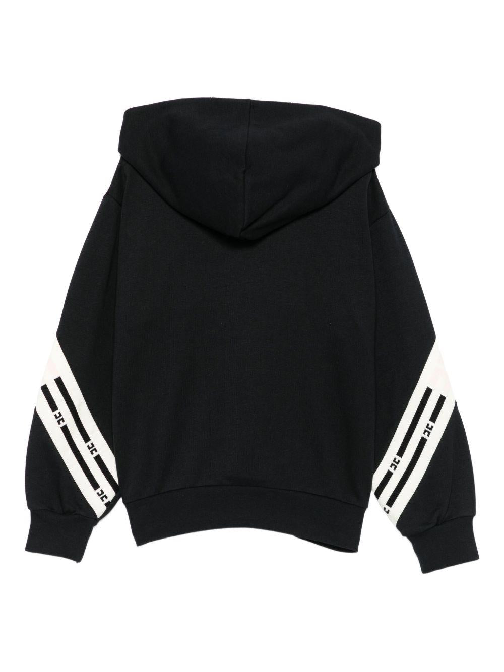 Felpa per bambina Elisabetta Franchi La Mia Bambina nero con cappuccio e zip - Rubino Kids