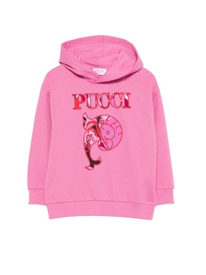 Felpa per bambina Emilio Pucci Junior rosa con logo ricamato