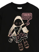 Felpa per bambina Fendi Kids nera con motivo bambola - Rubino Kids