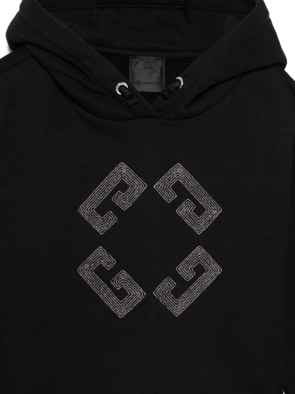 Felpa per bambina Givenchy Kids nera con cappuccio e strass - Rubino Kids