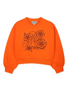 Felpa per bambina Kenzo Kids arancione con applicazione con logo - Rubino Kids