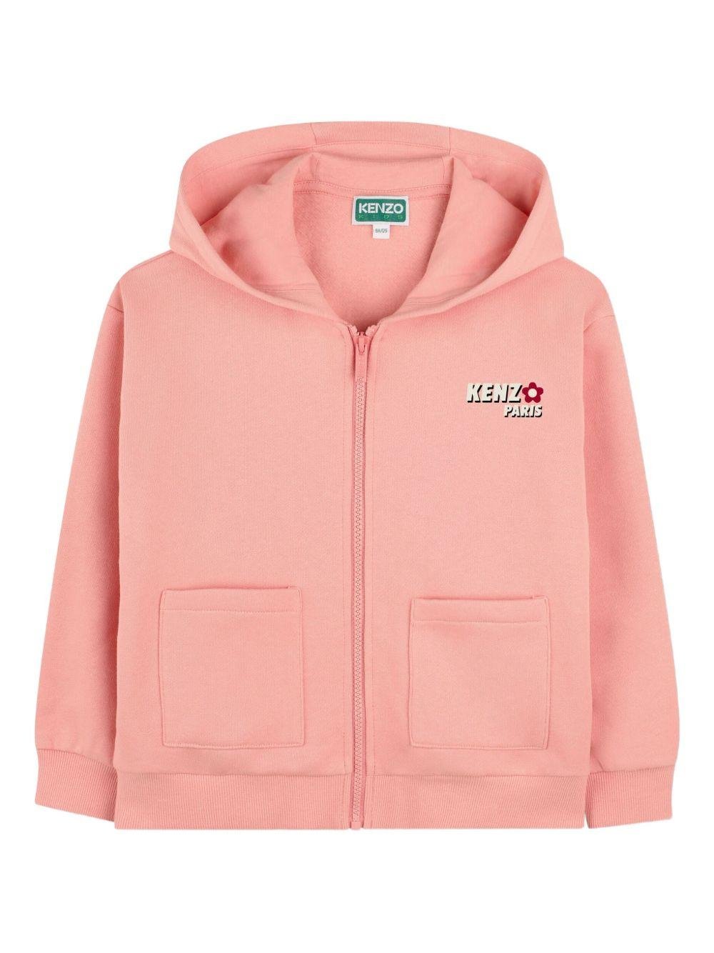 Felpa per bambina Kenzo Kids rosa con cappuccio - Rubino Kids