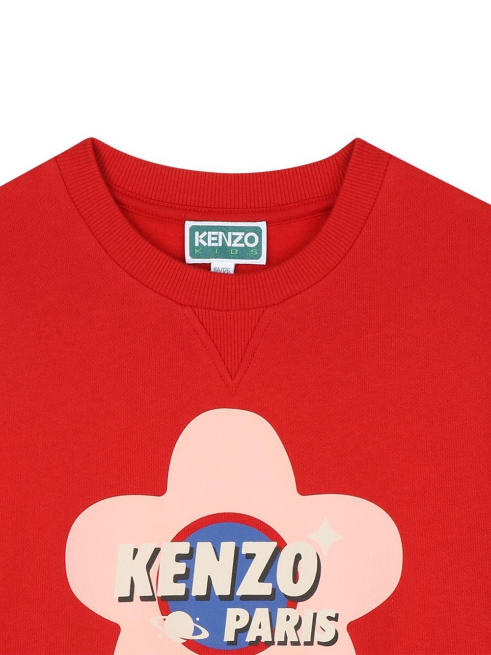 Felpa per bambina Kenzo Kids rosso con stampa a fiori - Rubino Kids