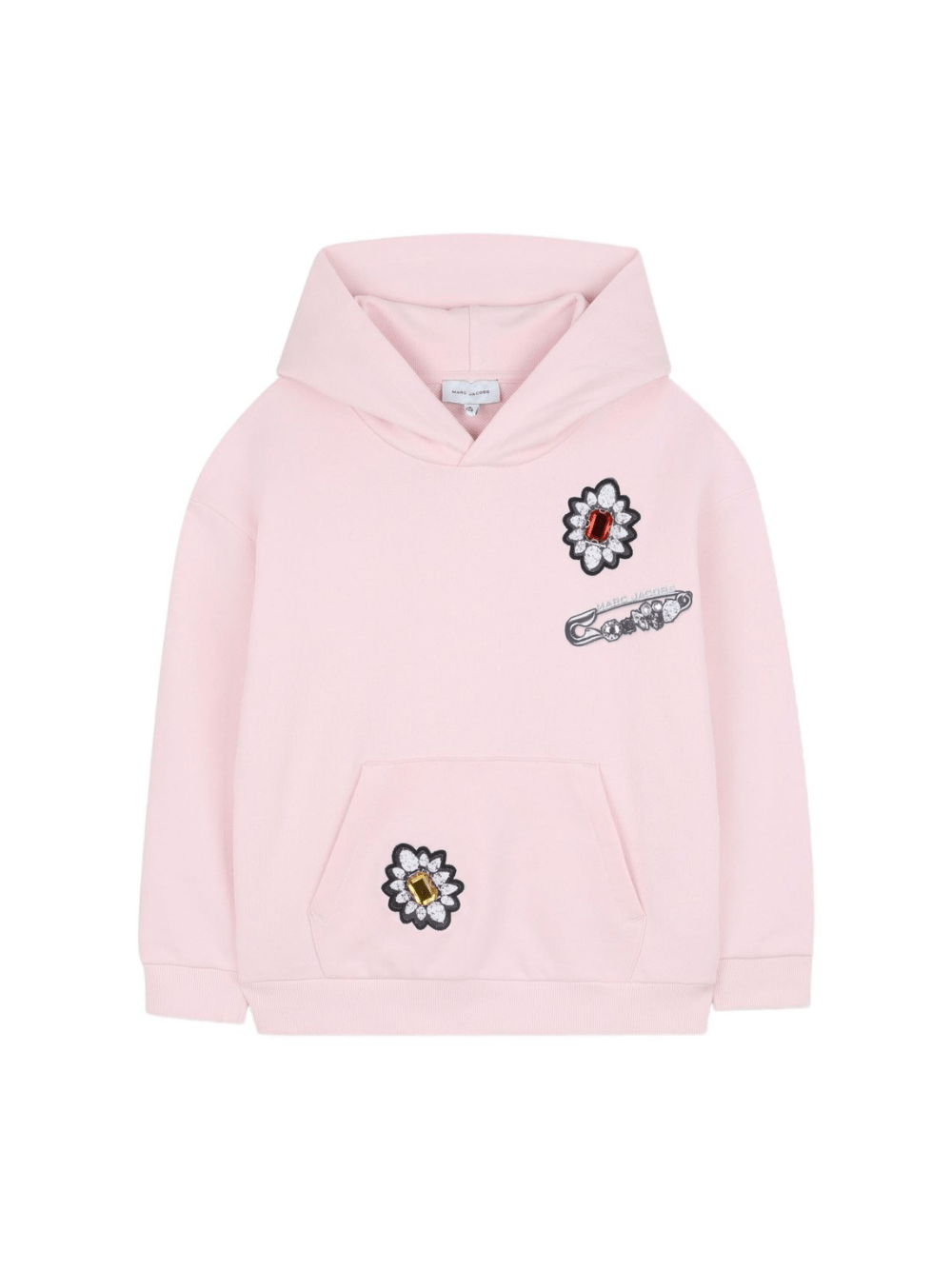 Felpa per bambina Marc Jabos Kids rosa con ricamo a fiori e cappuccio - Rubino Kids