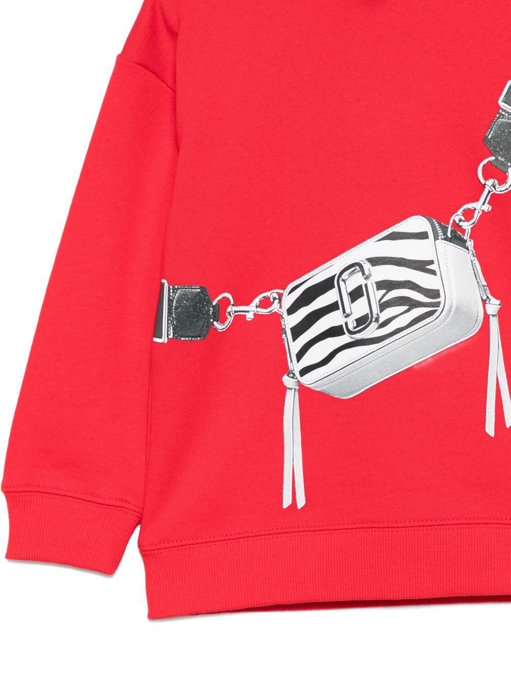 Felpa per bambina Marc Jacobs Kids rossa con cappuccio e stampa sul davanti - Rubino Kids