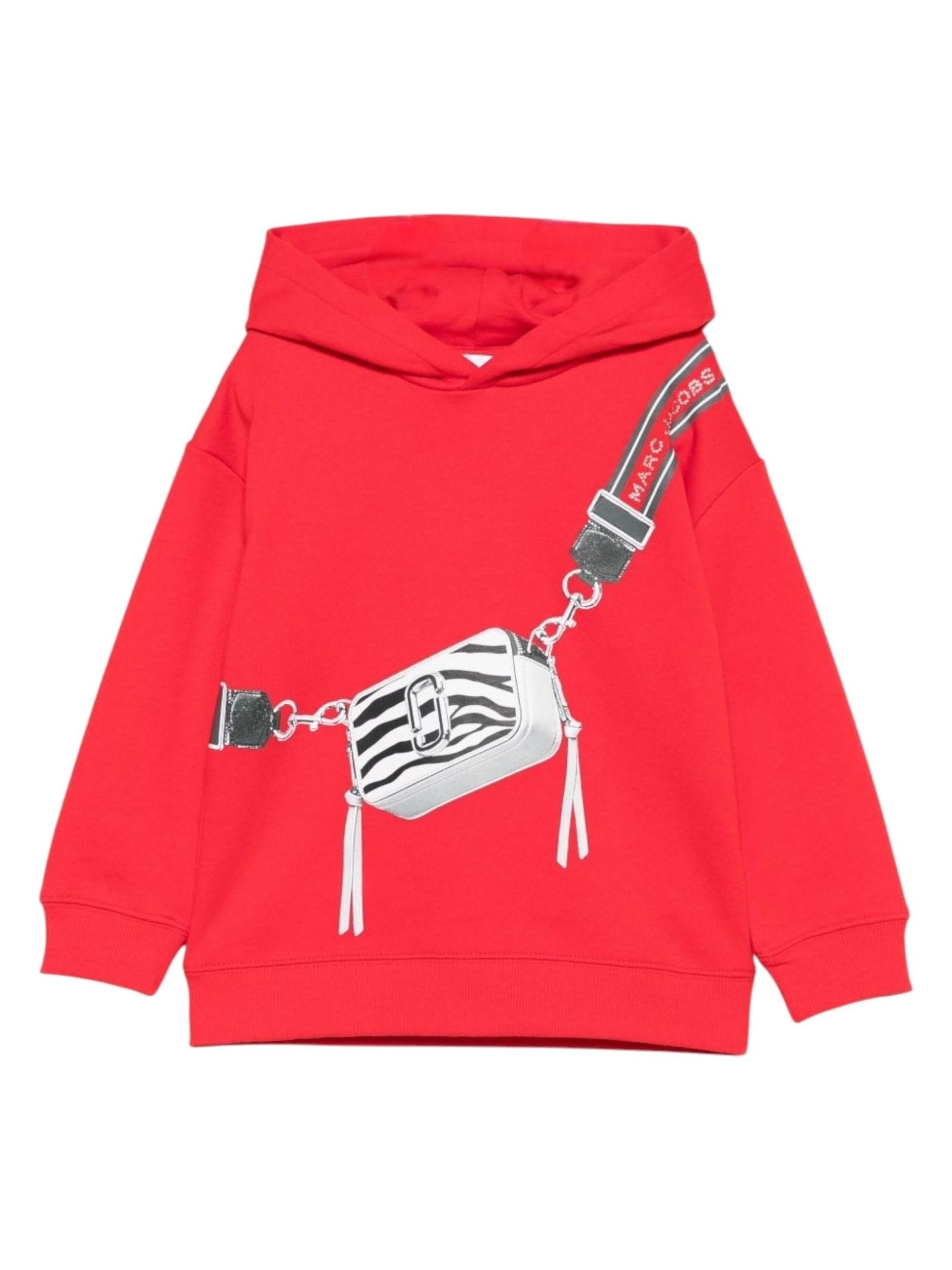 Felpa per bambina Marc Jacobs Kids rossa con cappuccio e stampa sul davanti - Rubino Kids