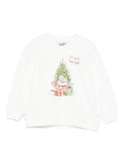 Felpa per bambina MC2 Saint Barth Kids bianca con stampa grafica natalizia - Rubino Kids