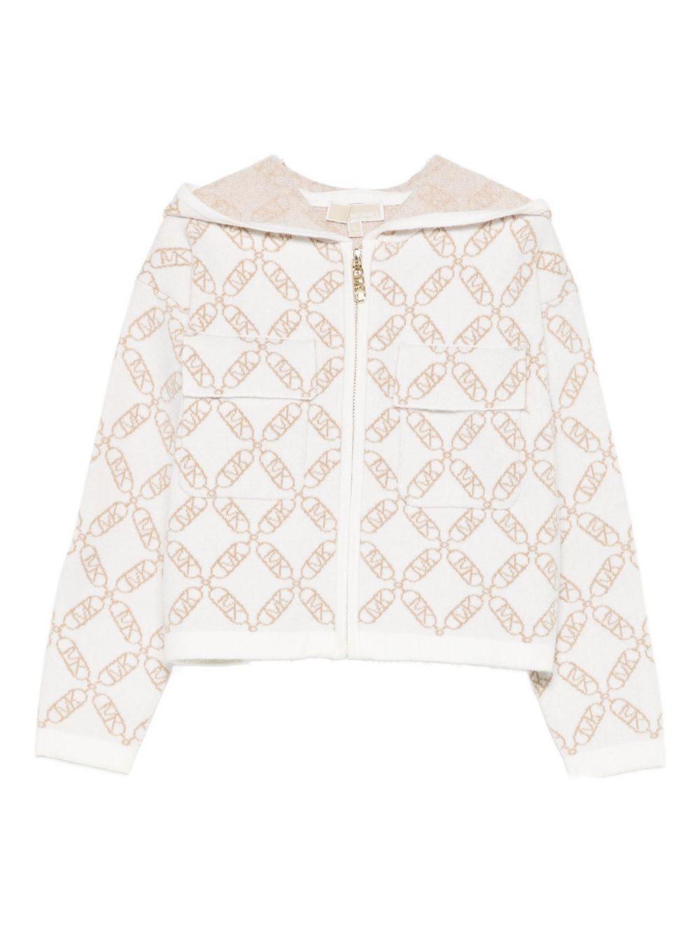 Felpa per bambina Michael Kors Kids bianco con motivo monogramma - Rubino Kids