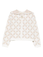 Felpa per bambina Michael Kors Kids bianco con motivo monogramma - Rubino Kids