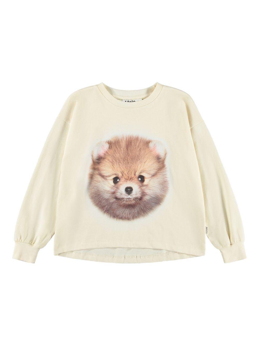 Felpa per bambina Molo beige con stampa sul davanti - Rubino Kids