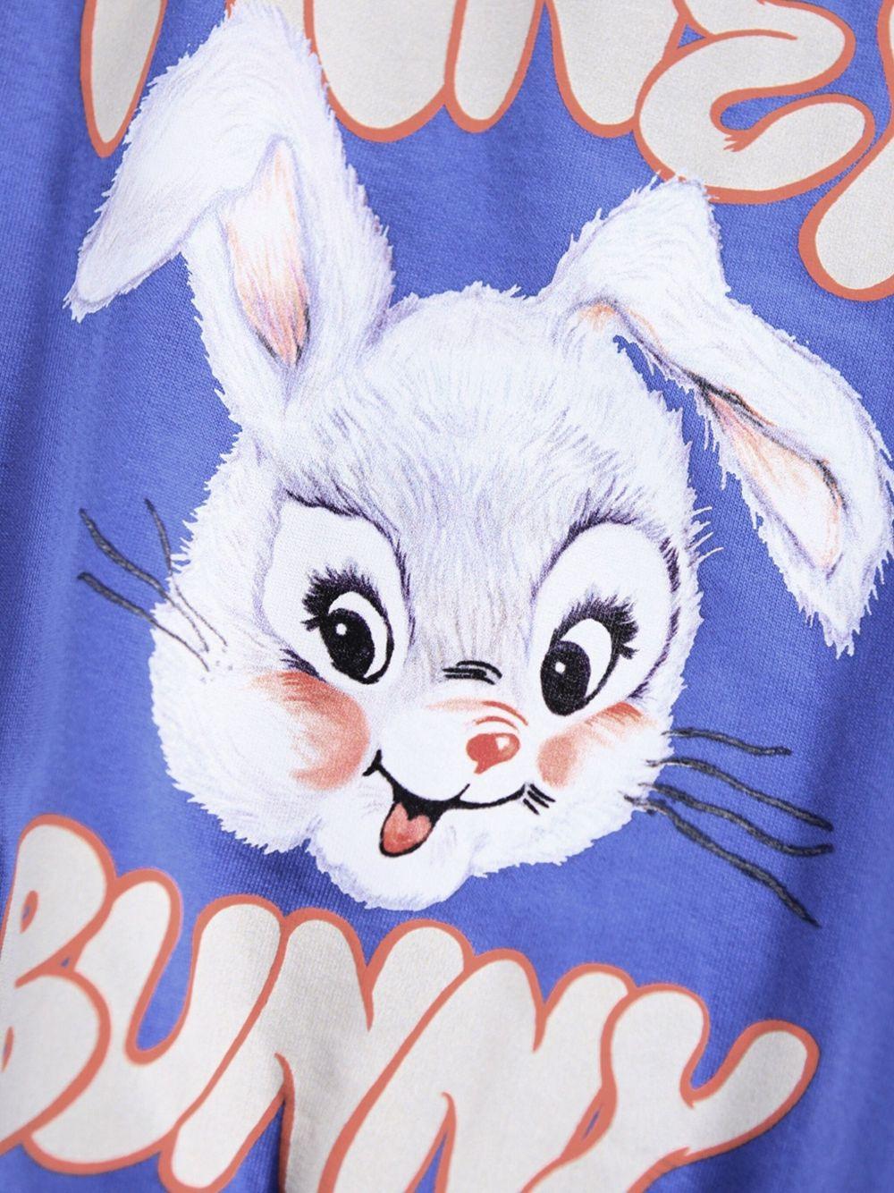 Felpa per bambina Molo blu con stampa Rabbit - Rubino Kids