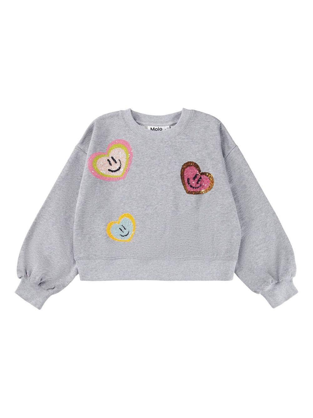 Felpa per bambina MOLO grigia con decorazione con paillettes - Rubino Kids