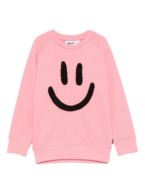 Felpa per bambina Molo rosa con faccia sorridente
