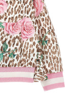 Felpa per bambina Monnalisa animalier con dettaglio rose e fiori - Rubino Kids