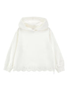 Felpa per bambina Monnalisa bianca con orlo a smerlo - Rubino Kids