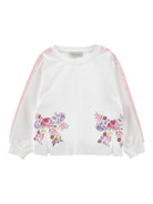Felpa per bambina Monnalisa bianca con stampa a fiori - Rubino Kids