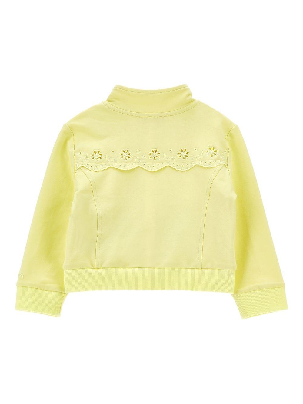 Felpa per bambina Monnalisa gialla con ricamo a fiori - Rubino Kids