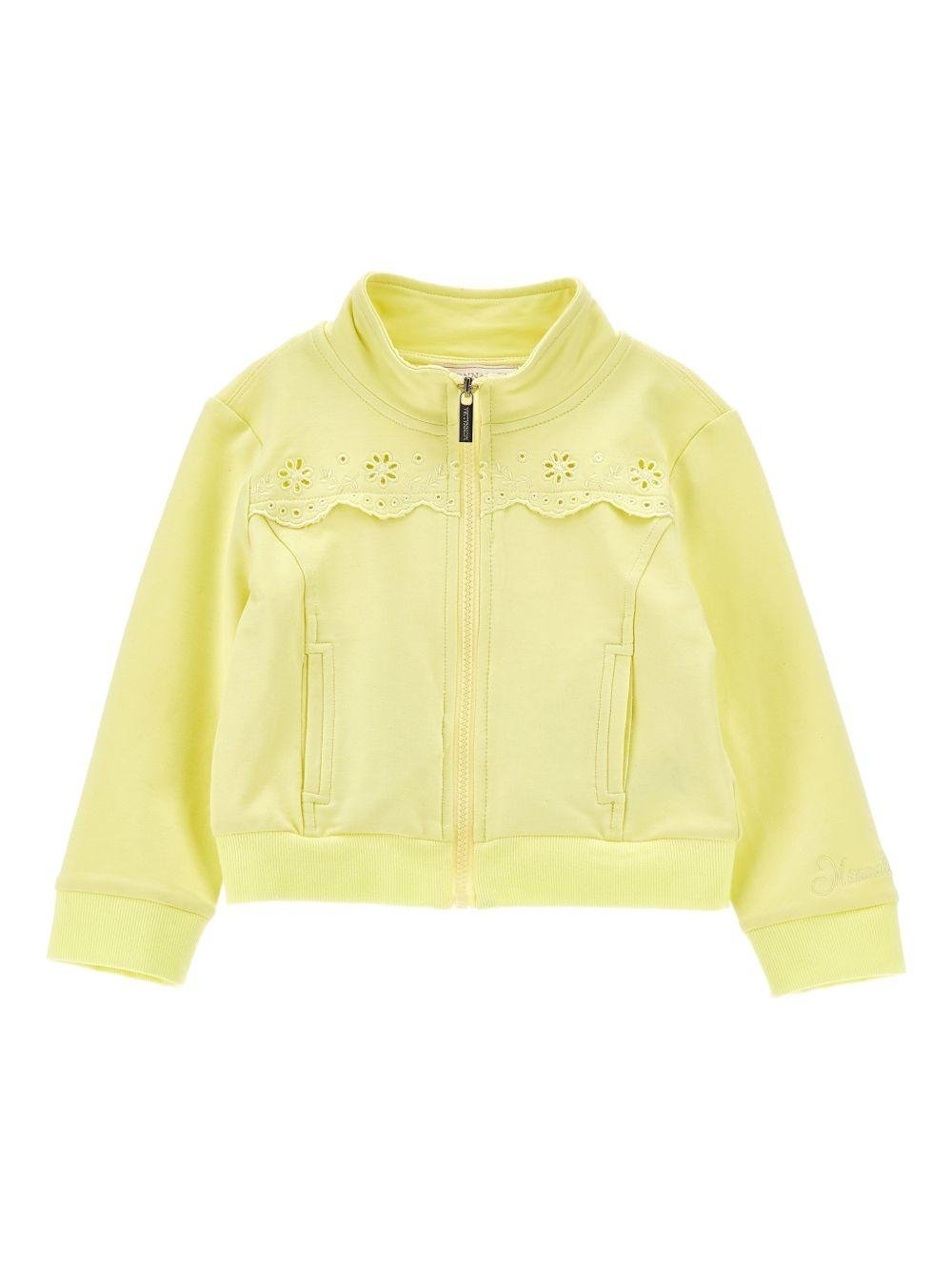 Felpa per bambina Monnalisa gialla con ricamo a fiori - Rubino Kids