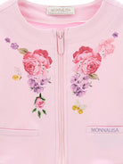 Felpa per bambina Monnalisa rosa con ricamo a fiori - Rubino Kids