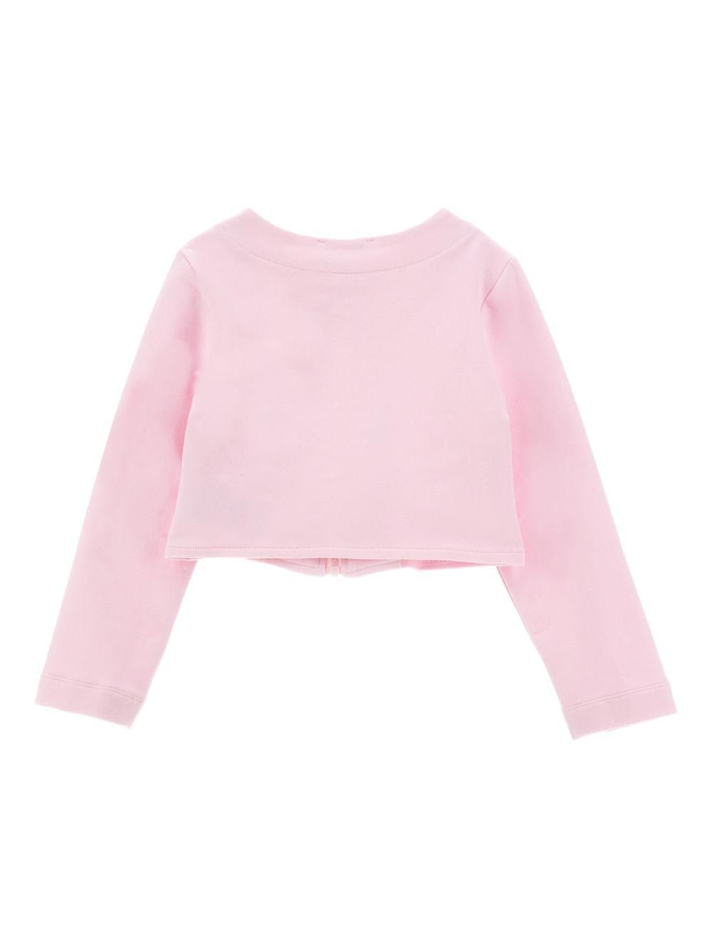 Felpa per bambina Monnalisa rosa con ricamo a fiori - Rubino Kids