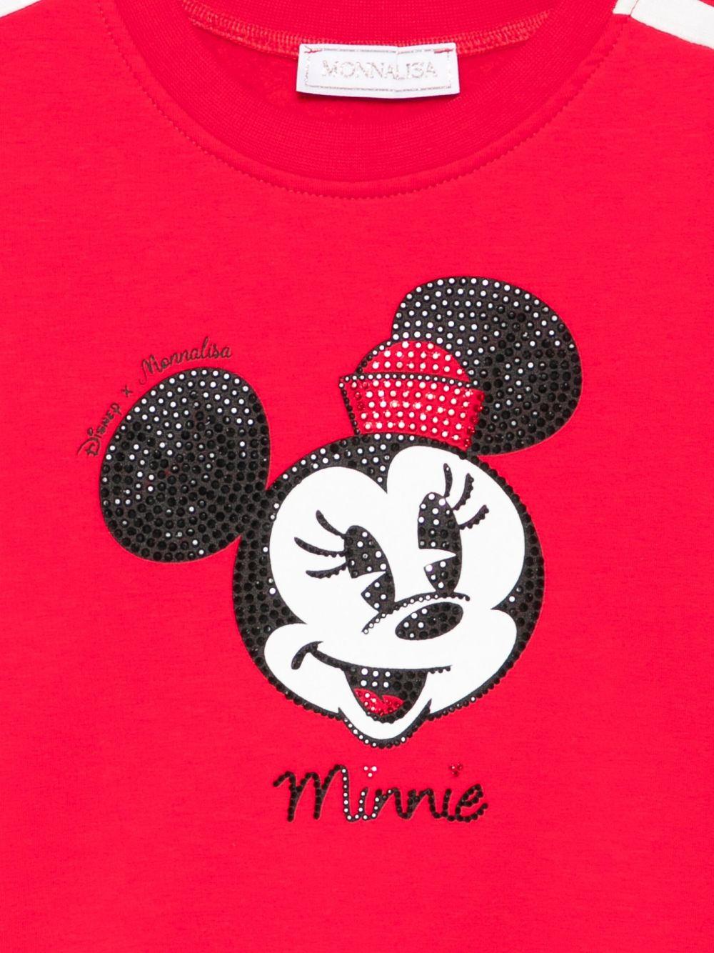 Felpa per bambina Monnalisa rossa con paillettes di Minnie Mouse - Rubino Kids