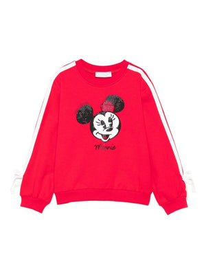 Felpa per bambina Monnalisa rossa con paillettes di Minnie Mouse