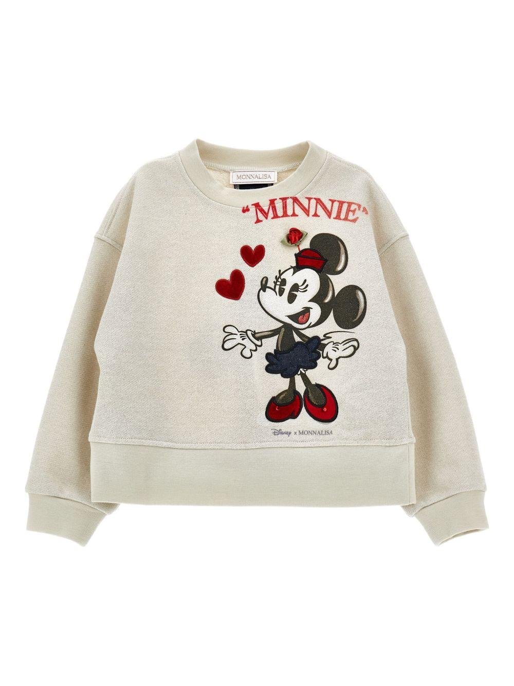 Felpa per bambina Monnalisa x Disney beige con Minnie Mouse - Rubino Kids