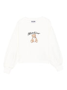 Felpa per bambina Moschino Kids bianca con stampa orsetto - Rubino Kids
