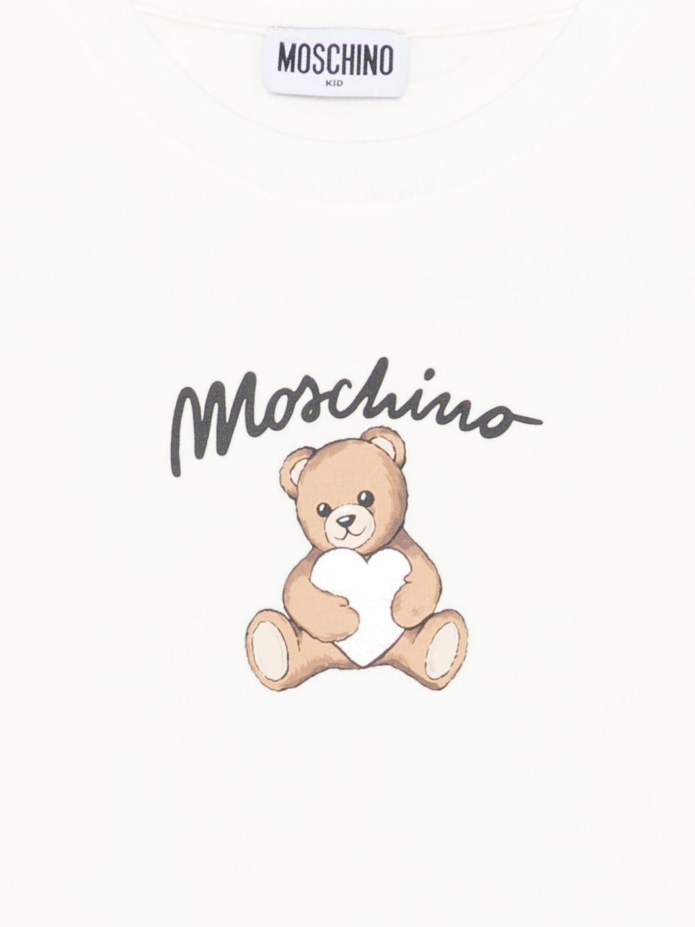 Felpa per bambina Moschino Kids bianca con stampa orsetto - Rubino Kids